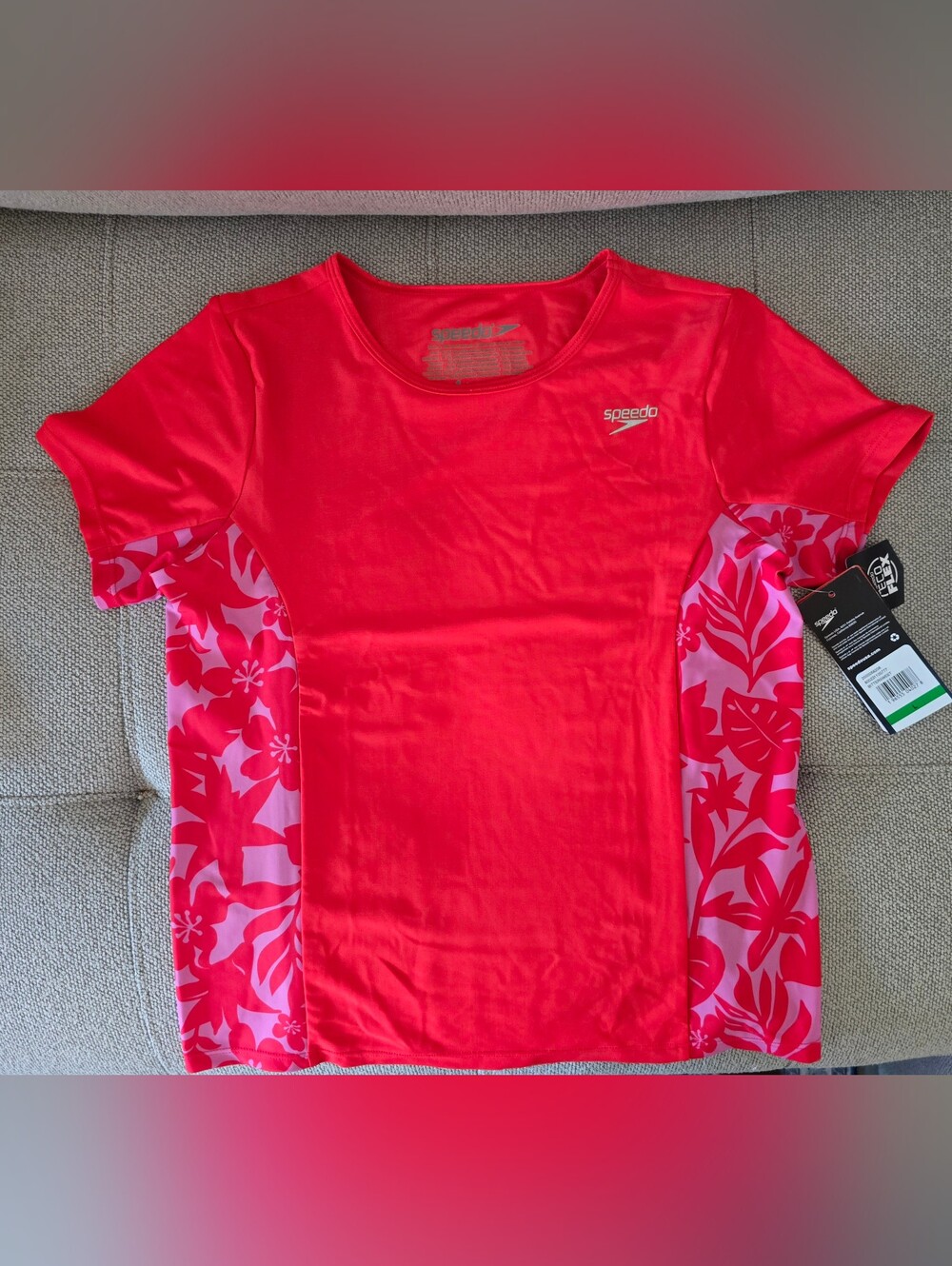 Speedo Girl's Dark Pink Short Sleeve Swim Tee